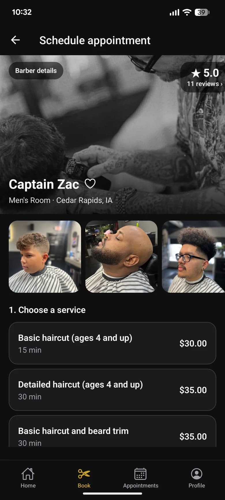 A client booking from a barber's link with no app download